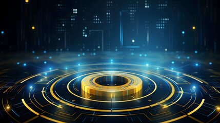 Obraz premium yellow and blue Abstract technology background circles digital hi-tech technology design background. concept innovation. vector illustration