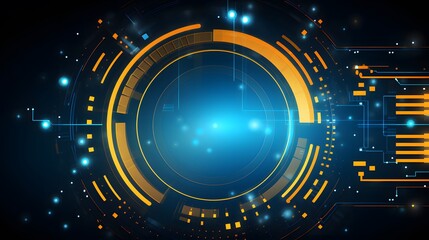 Obraz premium yellow and blue Abstract technology background circles digital hi-tech technology design background. concept innovation. vector illustration