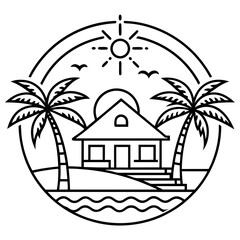 Beachfront paradise vector logo