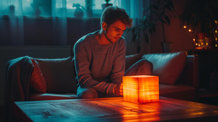 The lonely man is lost in the dark. His bright abilities are before him. But he didn't realize it.