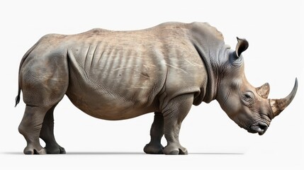 Obraz premium White Rhino Standing on a White Background