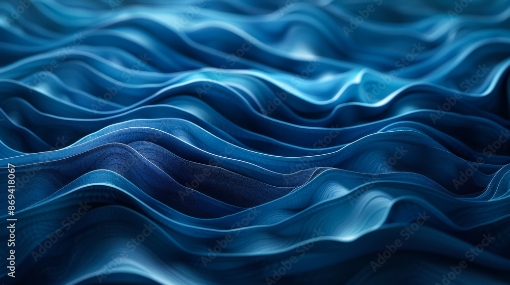 Aufkleber abstract blue wavy lines on a dark background. use of tones. abstract background. soft waves, gradie
