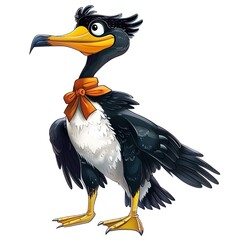 Fototapeta premium Cormorant superhero cartoon isolated whitebackground 