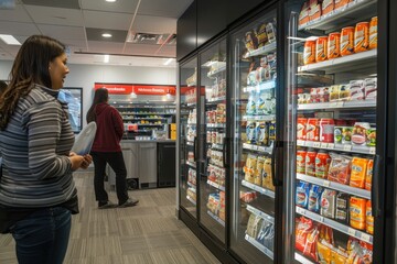 A store and vending machine with a lot of food and drinks