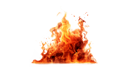 Fire flame cutout. Realistic fire flame on transparent background