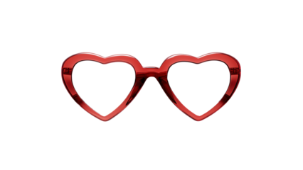 Heart shaped eyeglasses cutout. Red sunglasses in heart shape