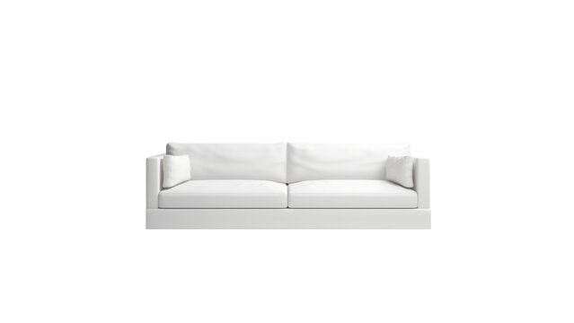 White sofa front view cutout