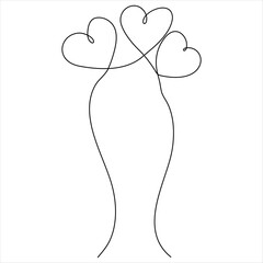Heart single line art drawing vector illustration continuous single line drawing heart