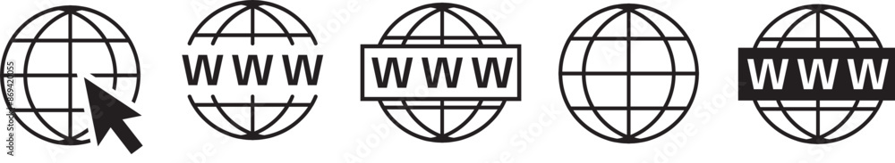 Poster www web set vector. website icon set. wen icon set.