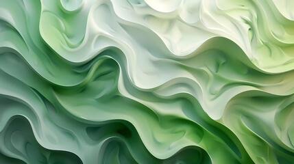 Obraz premium Abstract green and white wavy background with fluid, organic shapes