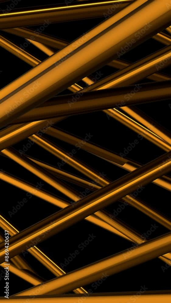 Aufkleber golden lines in 3d motion. black footage on a golden-hued building in the animation moves and is sho