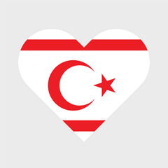 Northern Cyprus flag vector illustration. Northern Cyprus Heart flag. 
