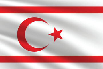 Northern Cyprus flag vector illustration. Flag of Northern Cyprus. Waving Northern Cyprus flag.
