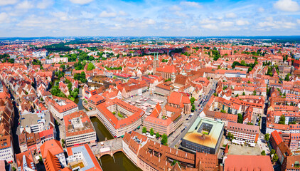 Fototapeta premium Nuremberg old town aerial panoramic view