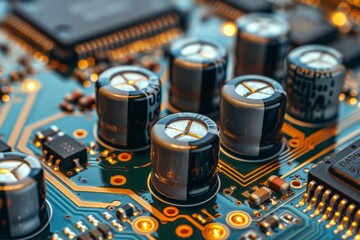 A detailed view of an automotive circuit board with contact lines, capturing the technology used in modern vehicles using AI Generative.