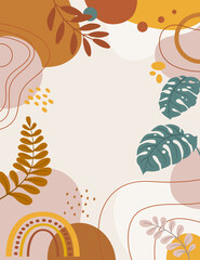 Design banner background. Colorful poster background. branches,art print for beauty, fashion and natural products,wellness, wedding and event.