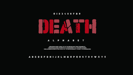 Death Captivated digital technology logo font alphabet. Minimal modern urban fonts for logo, brand etc. Typography typeface uppercase and number. vector illustration