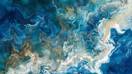 Fototapeta premium Swirling Blue Ocean Textures from Above