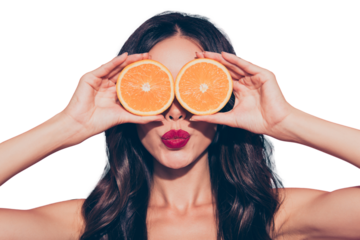 Vitality wellbeing healthy body concept close-up portrait of cheerful foolish glamorous lovely attractive sweet wavy-haired lady red lips covering closing eyes like glasses isolated on pink background