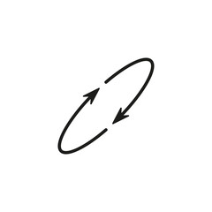 Two semicircular thin arrows rotate. Semi circle arrows following each other and moving in a circle. Vector symbol. Isolated Illustration on white background.