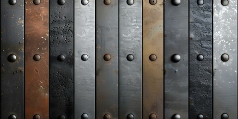 Obraz premium Realistic metal plaque mockup set with rivets and screws for customization. Concept Metal Plaque Mockup, Rivets and Screws, Customizable Design, Realistic Appearance, Set Collection