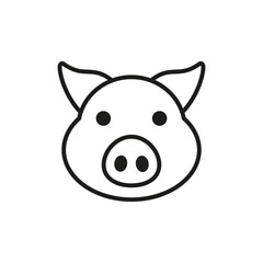 Pig icon. Front view. Outline vector isolated illustration on white background. Flat style and design.