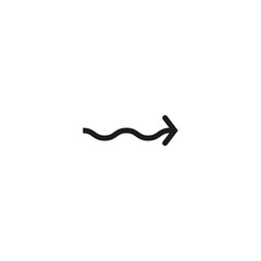 Thin wavy twisty arrow. Vector illustration. Winding curved arrow.