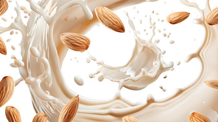 circular almond milk splash swirl, Generative AI