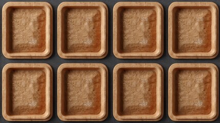 Fototapeta premium Set of memo boards with cork texture and a transparent background. Mockups of round, square, and rectangular frames, interior design elements, material samples, and interior design elements.