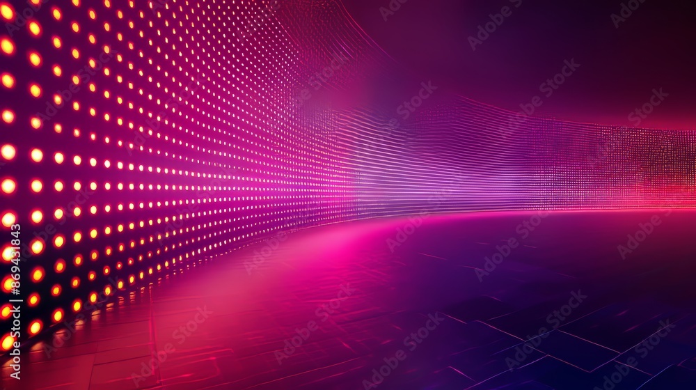 Aufkleber using a led screen for televisions with a light texture backdrop, a video panel on the wall with a d