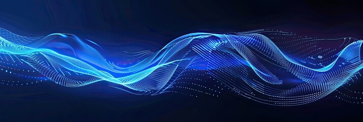 Data technology abstract futuristic illustration. Low poly shape with connecting dots and lines on dark background