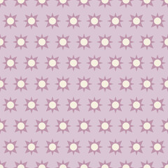 Kitschy soft pastel vintage 1950s purple stars with vintage beige white dots