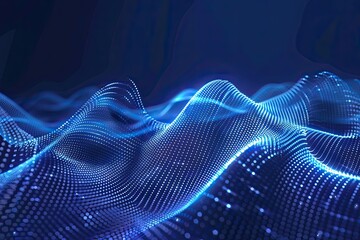 Data technology abstract futuristic illustration. Low poly shape with connecting dots and lines on dark background