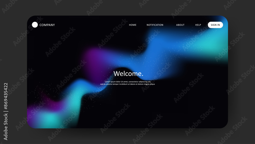 Aufkleber abstract wave futuristic design of landing page. retro gradient mesh website design