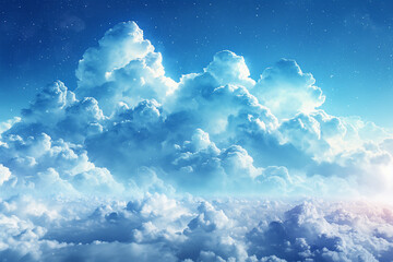 Summer blue sky cloud gradient light white background, ai technology