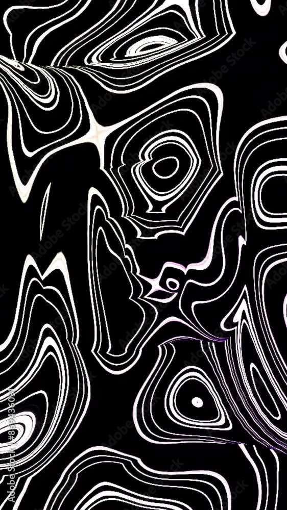 Poster Psychedelic background with curved mirror lines. Design. Rotating background with pattern of curved lines. Distorted mirror pattern with curved lines