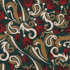 Ikat flower paisley embroidery, abstract floral motifs, embroidery floral motifs. designs for texture, fabric, clothing, wrapping, decoration, etc.