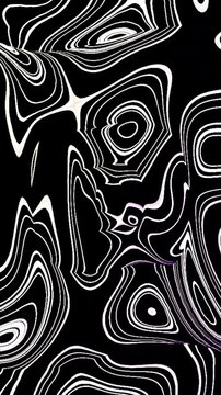 Psychedelic background with curved mirror lines. Design. Rotating background with pattern of curved lines. Distorted mirror pattern with curved lines