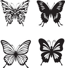 
Monarch butterfly silhouettes collection, vector illustration isolated on white background