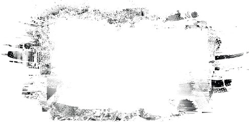 Glitch distorted grange shape . Noise grungy logo . Trendy defect error shapes . Glitched frame .Grunge textured . Distressed effect .Vector shapes