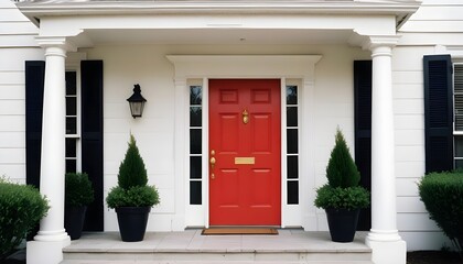 Red front door background