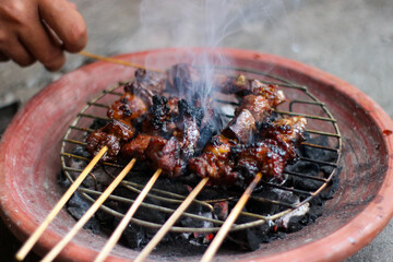 Sate Kambing or Goat Satay, made from goat meat grilled with savory spices and soy sauce.