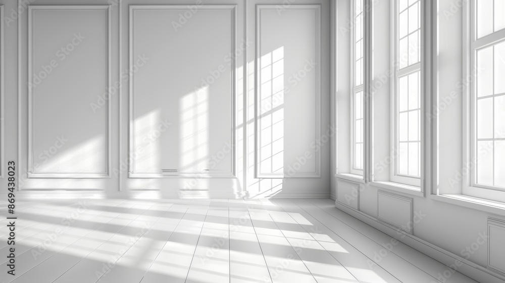 Poster this is a realistic 3d rendering of a room corner with sunlight shading from the window. you can see