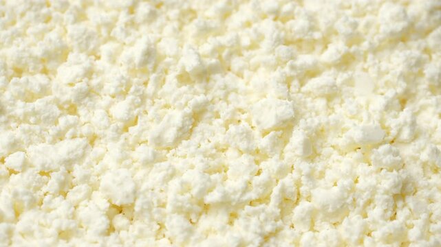 Zoom frame Heap of soft ricotta cheese, rotation
