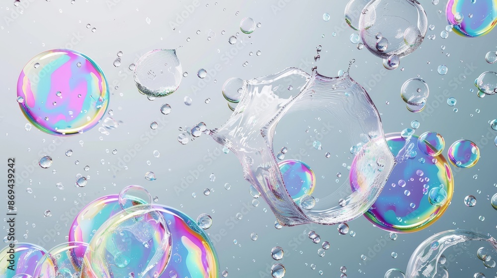 Poster an animation set with realistic bubble bursts isolated on a transparent background. the soap water b