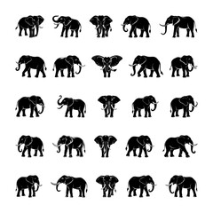 A collection of high-quality elephant silhouettes perfect for digital and print projects. Includes detailed and simplified designs in various poses. Clean file structure with minimal layers.