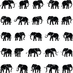 A collection of high-quality elephant silhouettes perfect for digital and print projects. Includes detailed and simplified designs in various poses. Clean file structure with minimal layers.