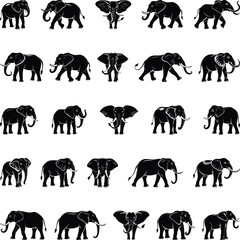A collection of high-quality elephant silhouettes perfect for digital and print projects. Includes detailed and simplified designs in various poses. Clean file structure with minimal layers.