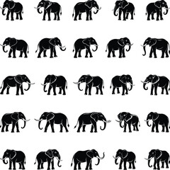 A collection of high-quality elephant silhouettes perfect for digital and print projects. Includes detailed and simplified designs in various poses. Clean file structure with minimal layers.