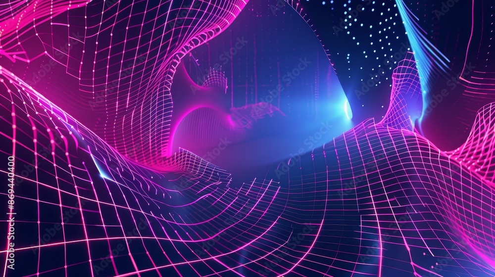 Poster poster template in y2k style with distort grid pattern and neon background. a set of graphic banners